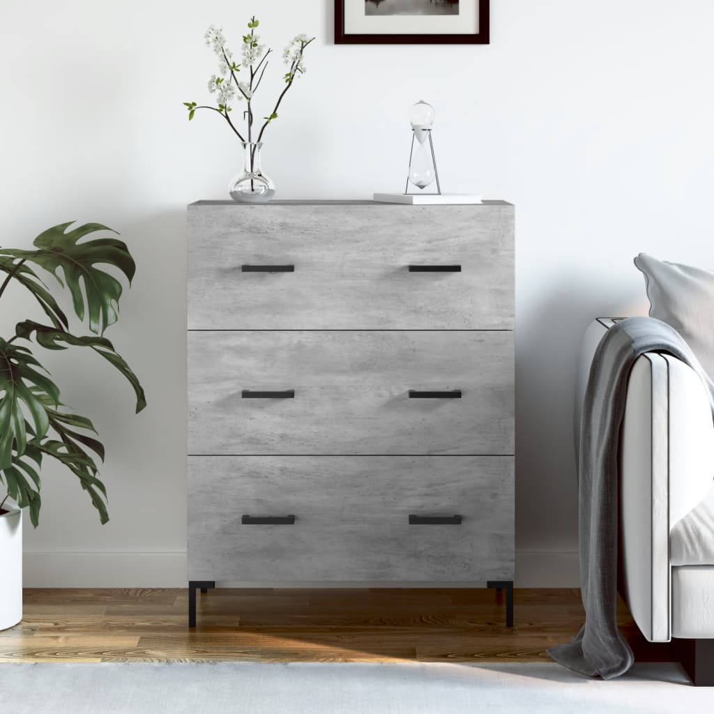 Buffet gris béton 69,5x34x90 cm bois d'ingénierie - XIOS