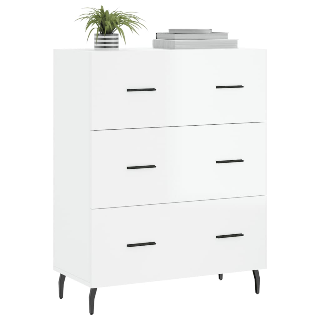 Buffet Blanc brillant 69,5x34x90 cm Bois d'ingénierie - XIOS