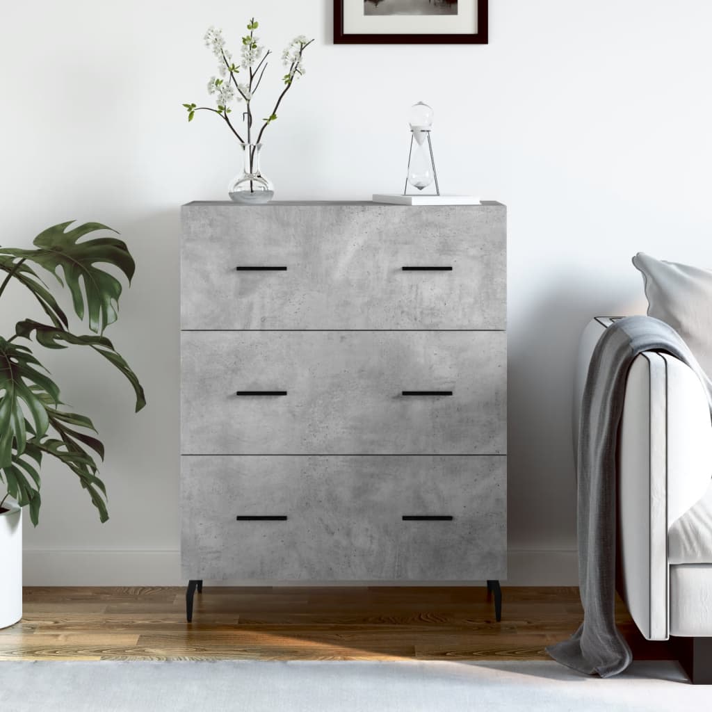 Buffet gris béton 69,5x34x90 cm bois d'ingénierie - XIOS