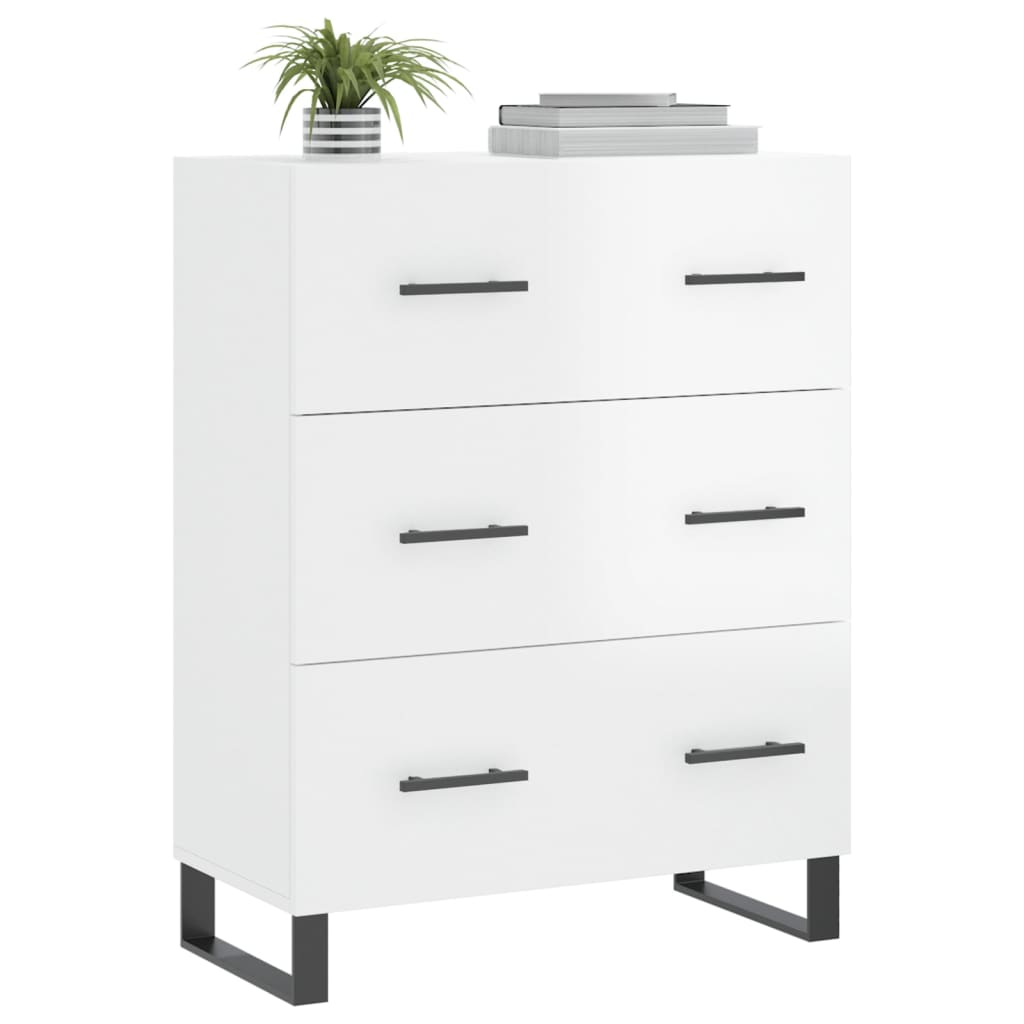Buffet Blanc brillant 69,5x34x90 cm Bois d'ingénierie - XIOS