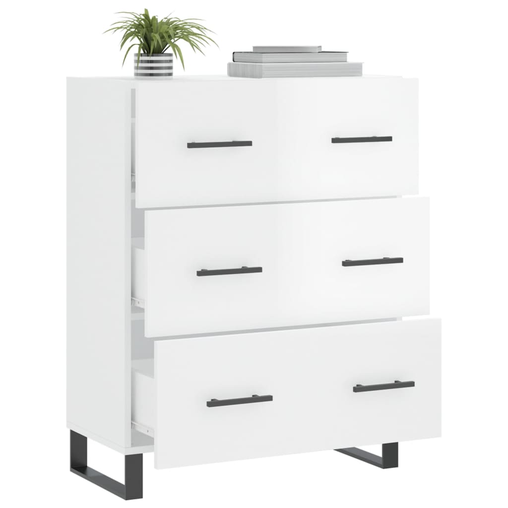 Buffet Blanc brillant 69,5x34x90 cm Bois d'ingénierie - XIOS