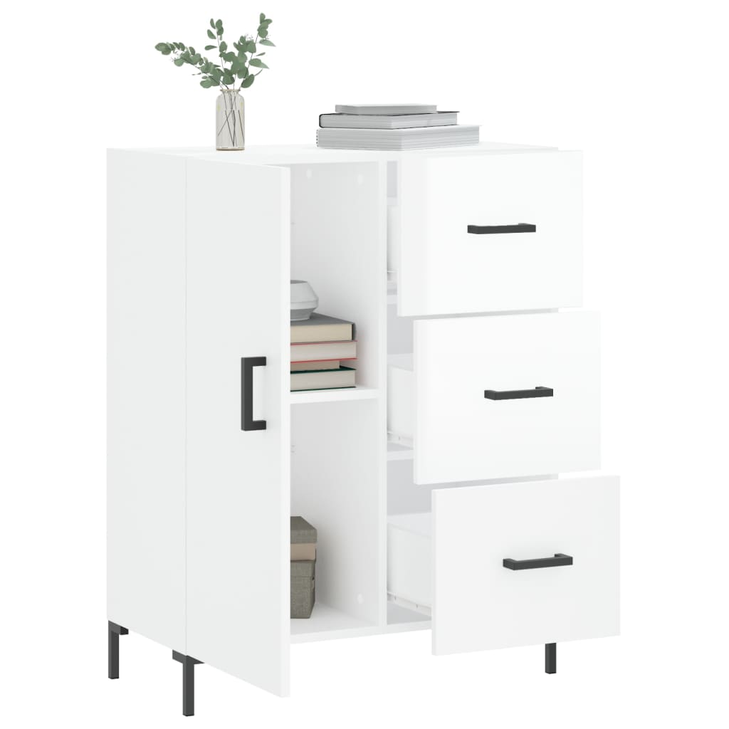 Buffet Blanc brillant 69,5x34x90 cm Bois d'ingénierie - XIOS