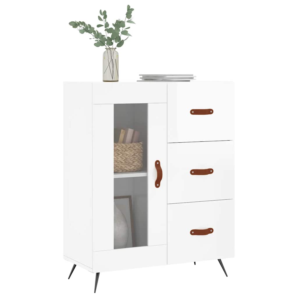Buffet Blanc brillant 69,5x34x90 cm Bois d'ingénierie - XIOS