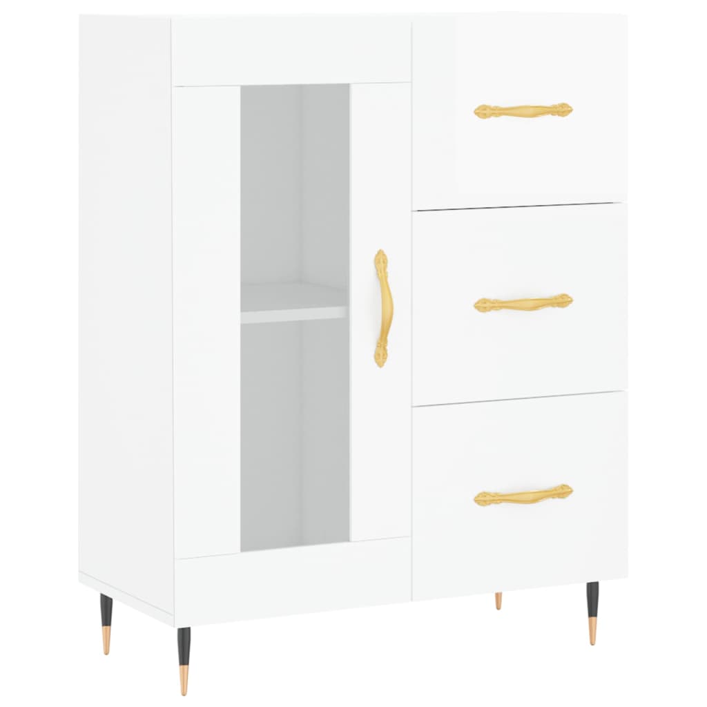 Buffet Blanc brillant 69,5x34x90 cm Bois d'ingénierie - XIOS