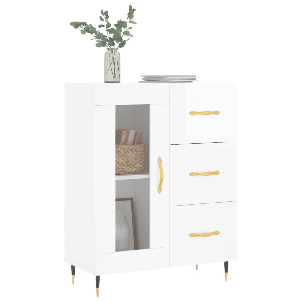 Buffet Blanc brillant 69,5x34x90 cm Bois d'ingénierie - XIOS
