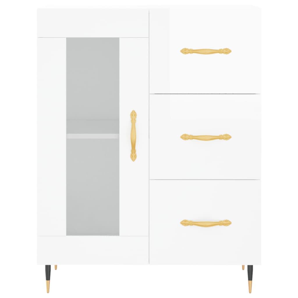 Buffet Blanc brillant 69,5x34x90 cm Bois d'ingénierie - XIOS