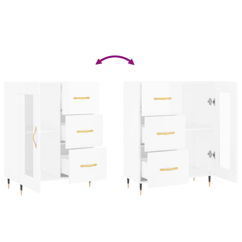 Buffet Blanc brillant 69,5x34x90 cm Bois d'ingénierie - XIOS