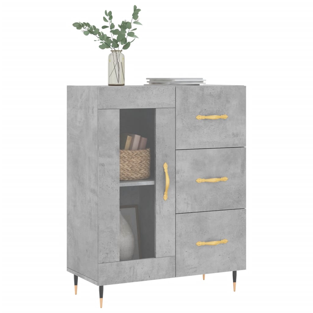 Buffet gris béton 69,5x34x90 cm bois d'ingénierie - XIOS