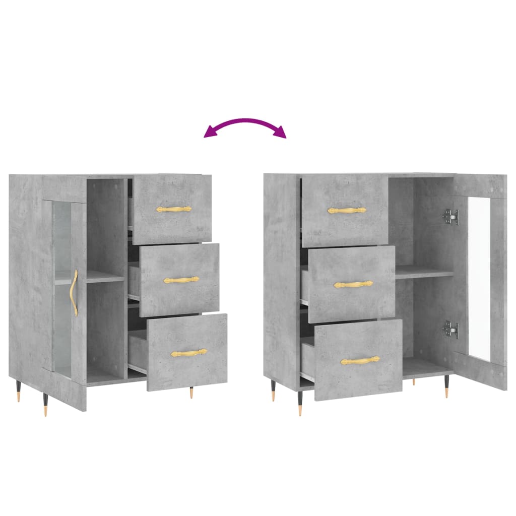 Buffet gris béton 69,5x34x90 cm bois d'ingénierie - XIOS
