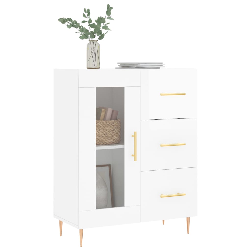 Buffet Blanc brillant 69,5x34x90 cm Bois d'ingénierie - XIOS