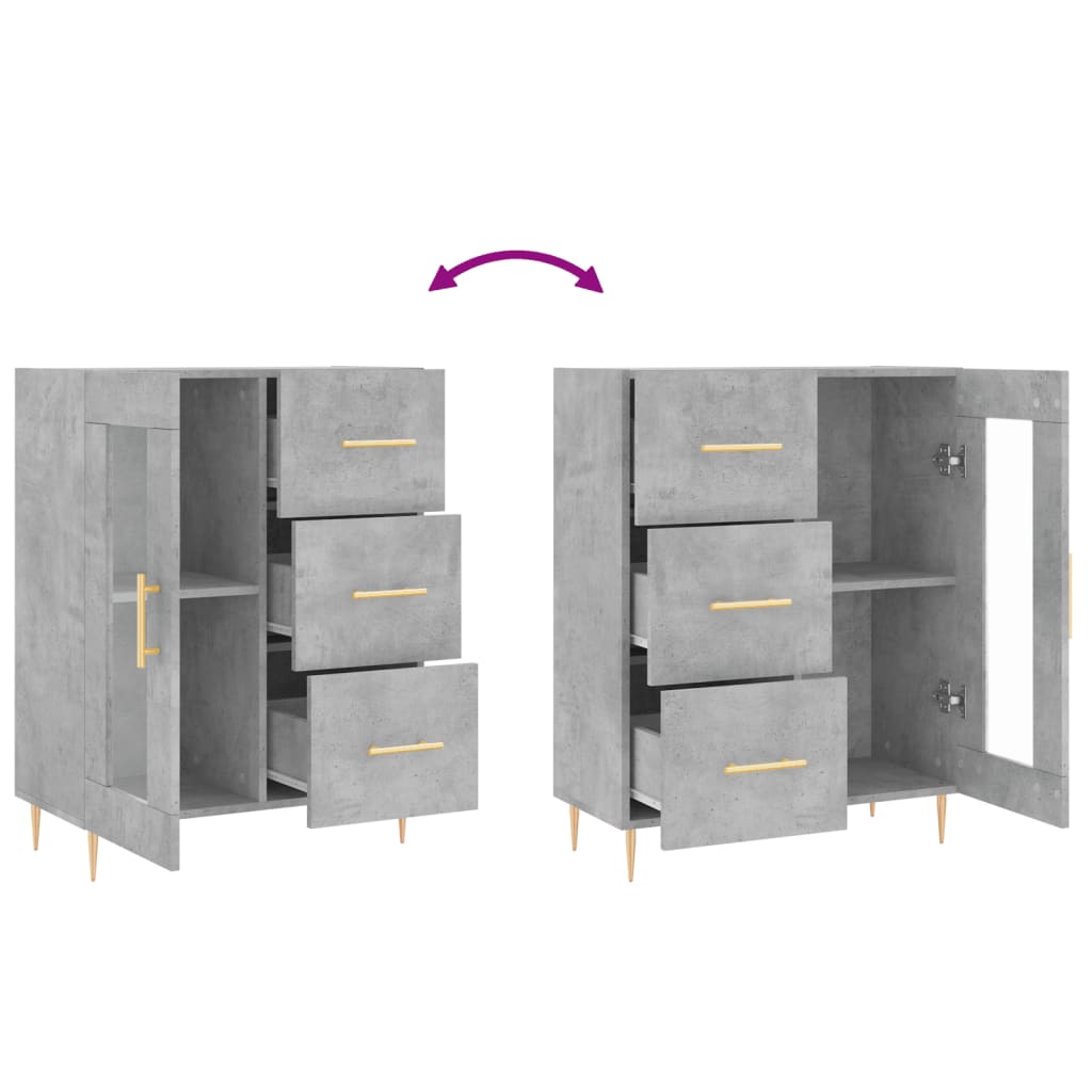Buffet gris béton 69,5x34x90 cm bois d'ingénierie - XIOS