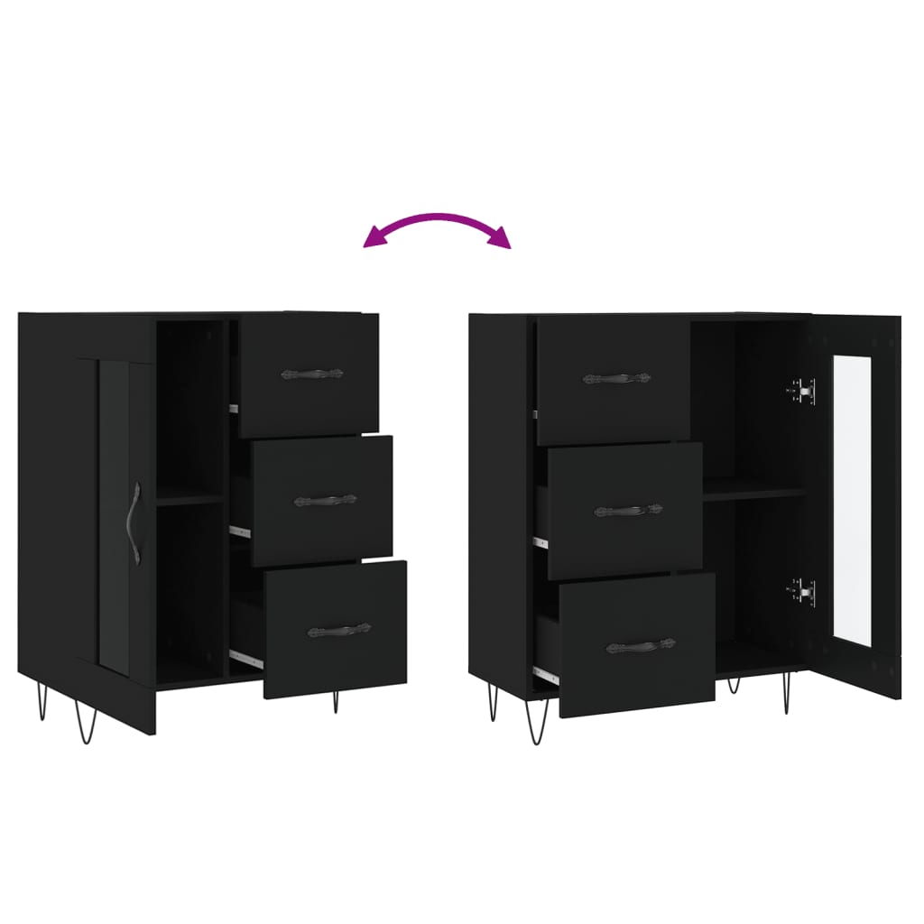 Buffet noir 69,5x34x90 cm bois d'ingénierie - XIOS