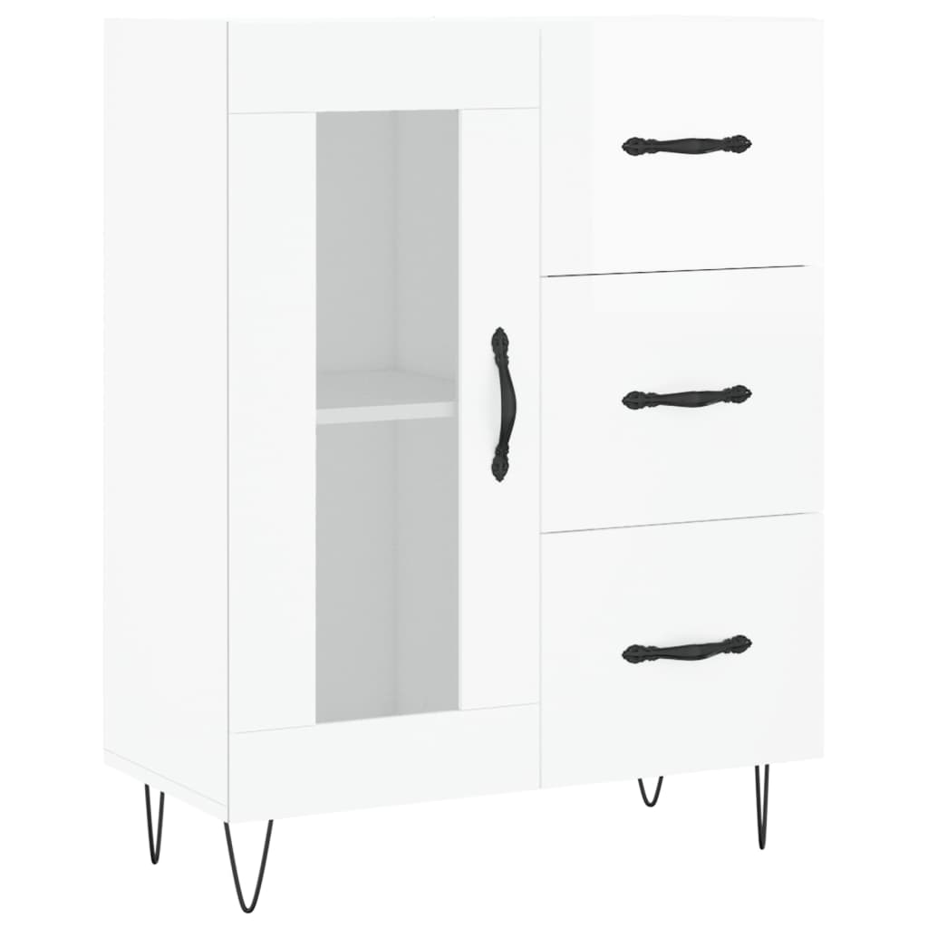 Buffet Blanc brillant 69,5x34x90 cm Bois d'ingénierie - XIOS