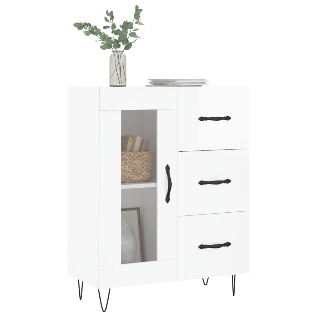 Buffet Blanc brillant 69,5x34x90 cm Bois d'ingénierie - XIOS