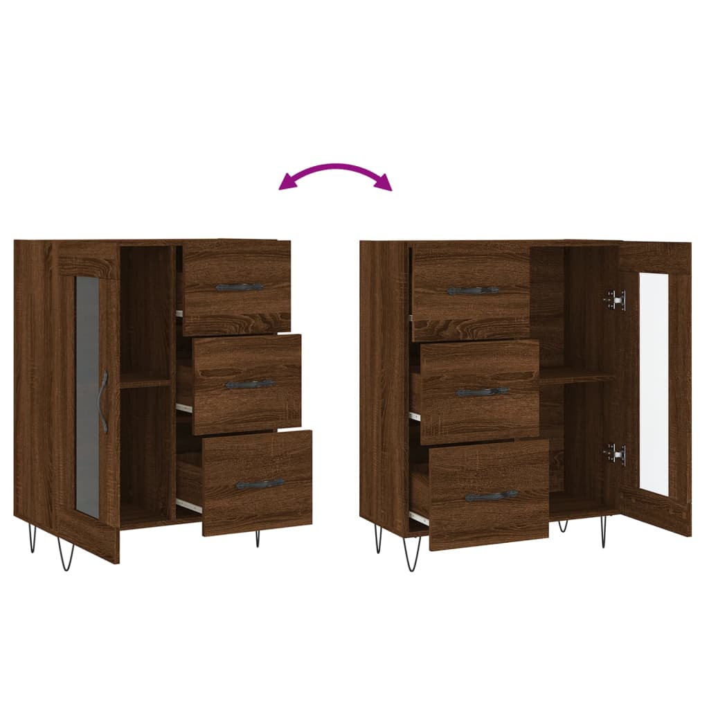 Buffet chêne marron 69,5x34x90 cm bois d'ingénierie - XIOS