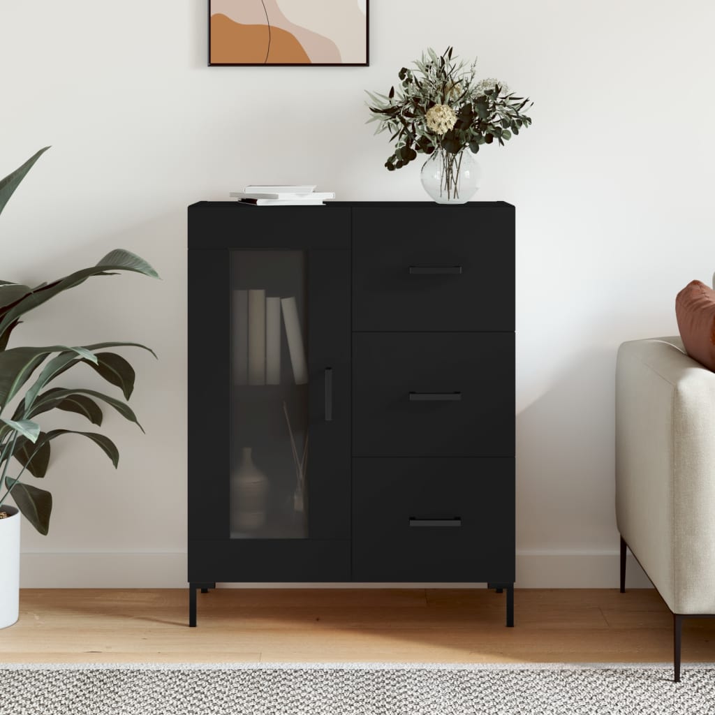 Buffet noir 69,5x34x90 cm bois d'ingénierie - XIOS