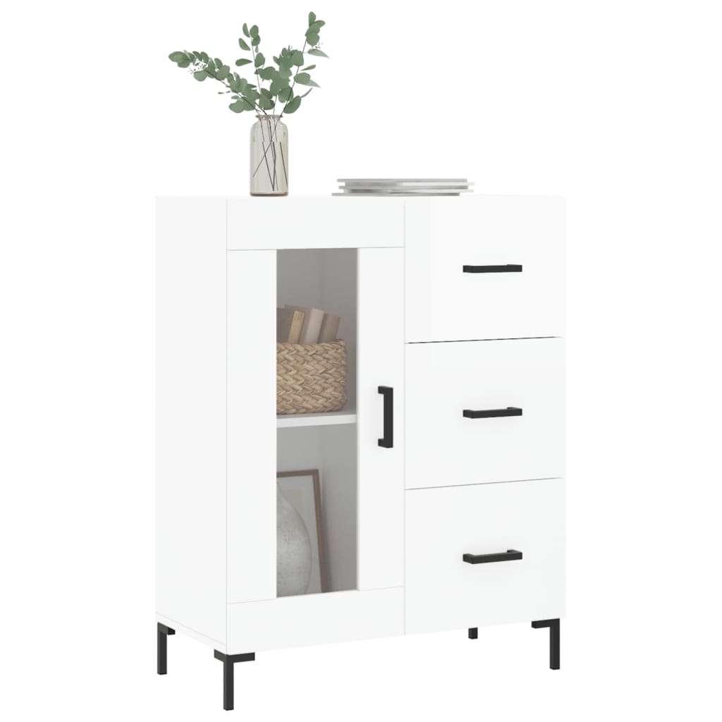 Buffet Blanc brillant 69,5x34x90 cm Bois d'ingénierie - XIOS