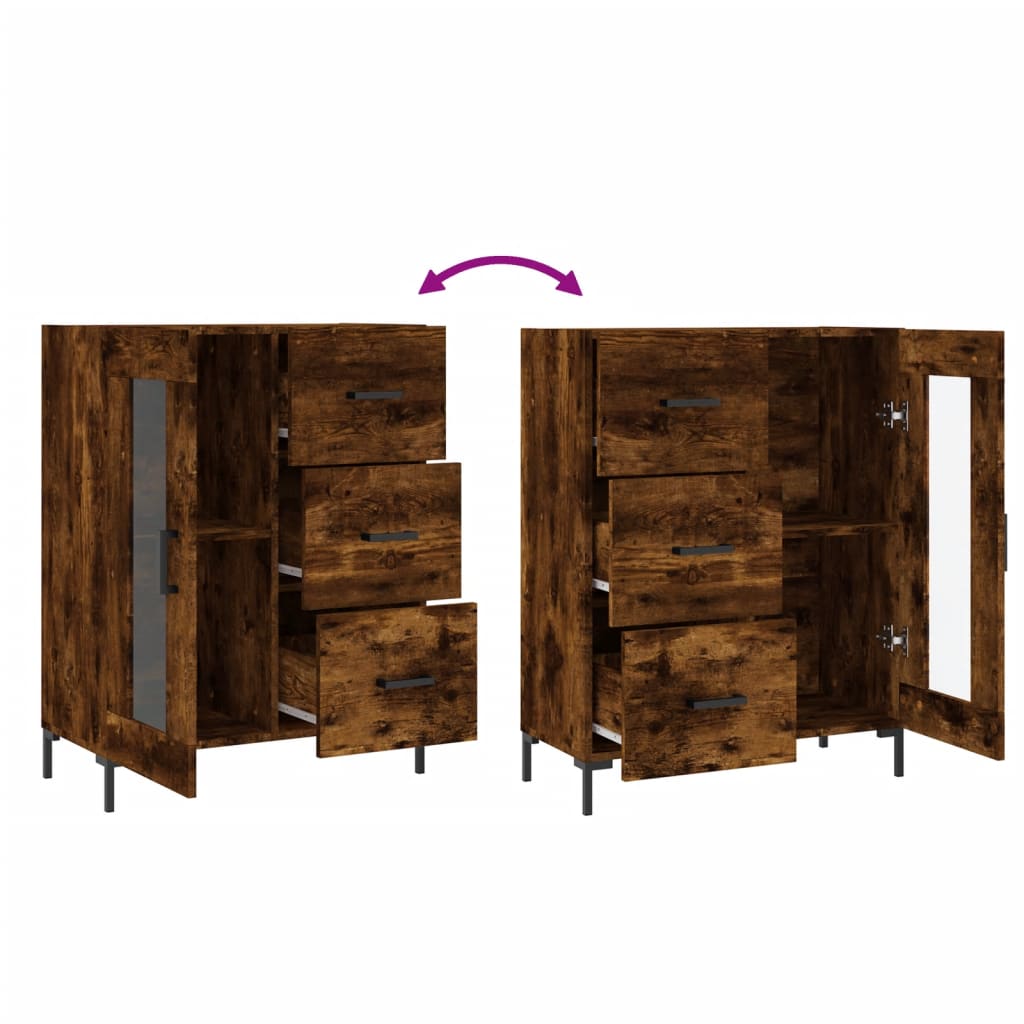 Buffet chêne fumé 69,5x34x90 cm bois d'ingénierie - XIOS