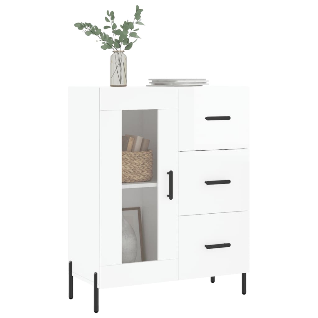 Buffet Blanc brillant 69,5x34x90 cm Bois d'ingénierie - XIOS