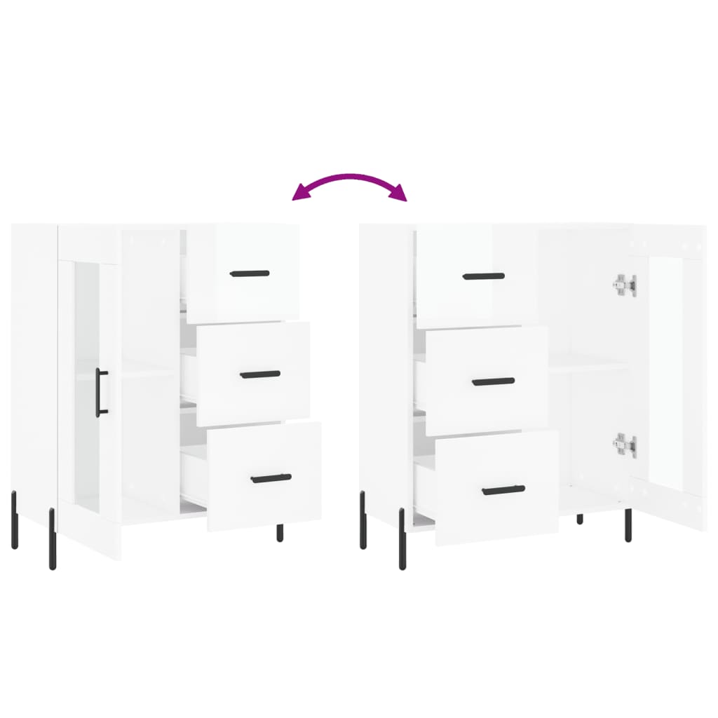 Buffet Blanc brillant 69,5x34x90 cm Bois d'ingénierie - XIOS