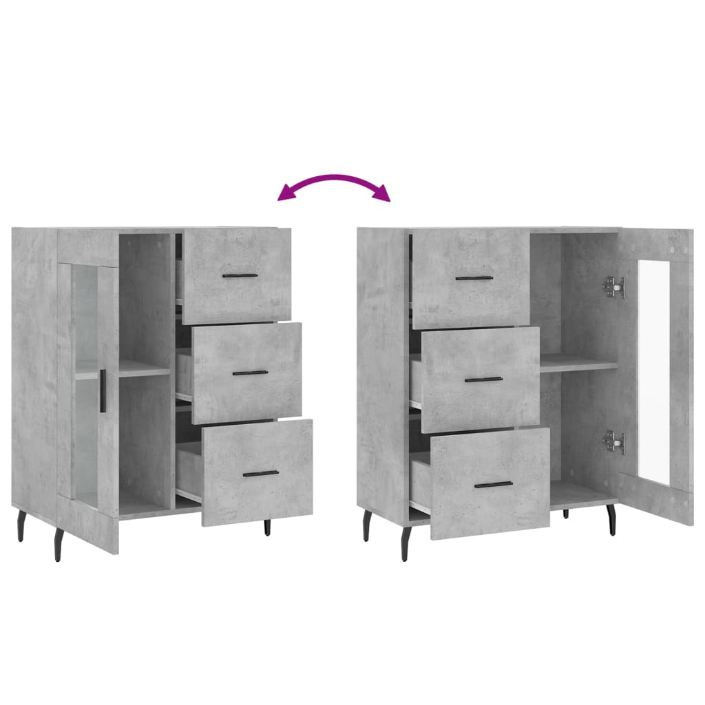Buffet gris béton 69,5x34x90 cm bois d'ingénierie - XIOS