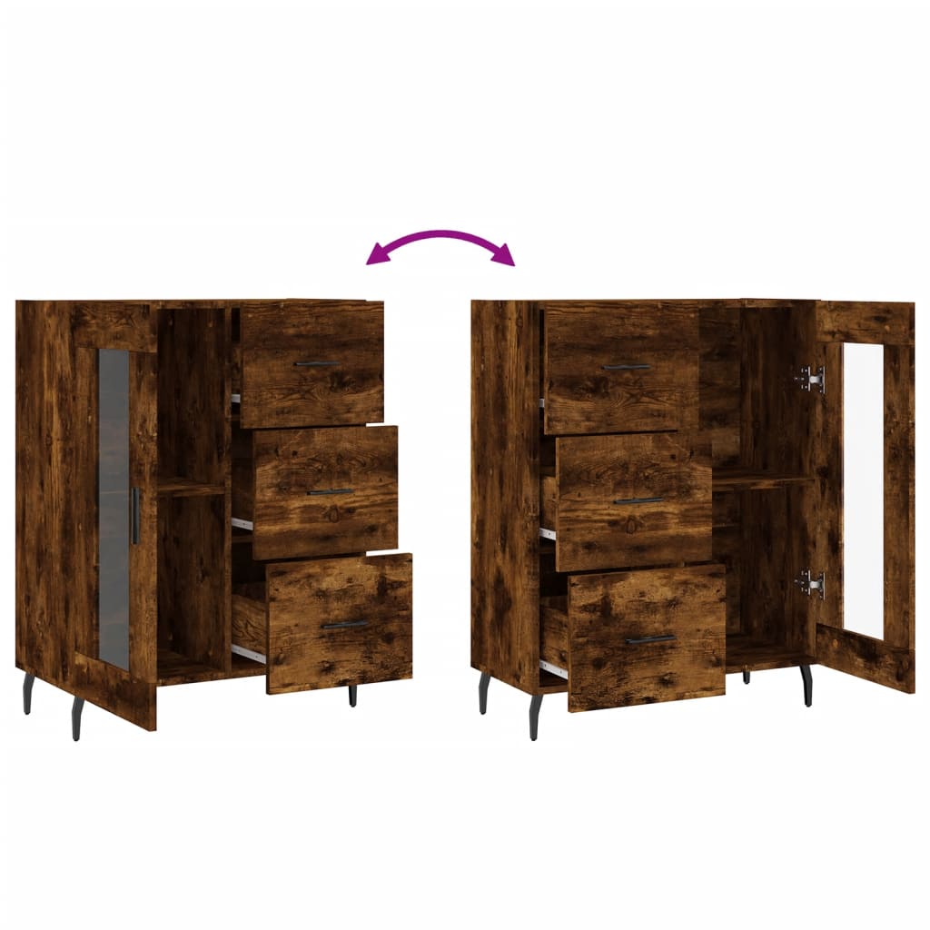 Buffet chêne fumé 69,5x34x90 cm bois d'ingénierie - XIOS