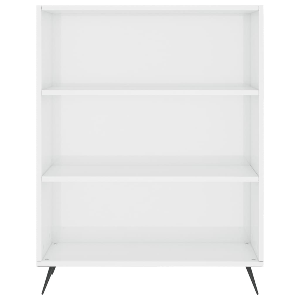Bibliothèque blanc brillant 69,5x32,5x90 cm bois d'ingénierie