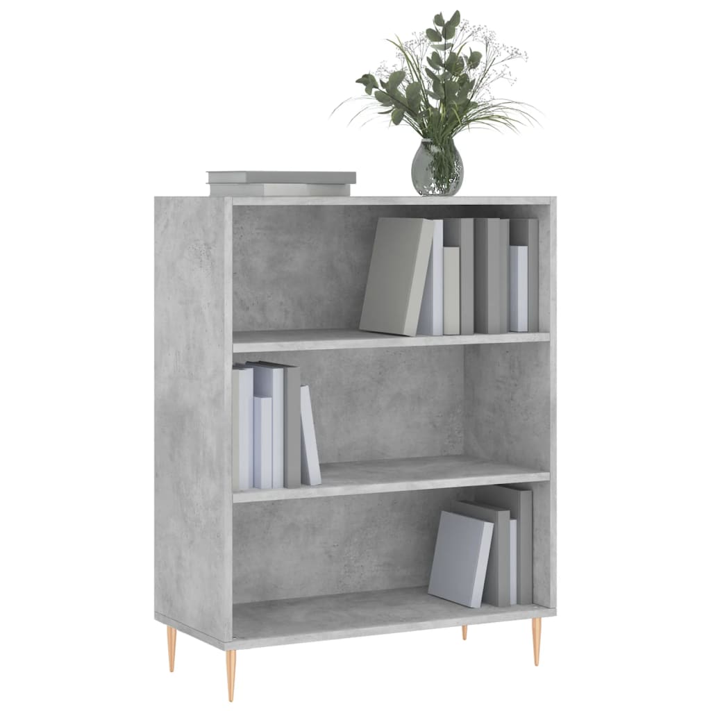 Bibliothèque gris béton 69,5x32,5x90 cm bois d'ingénierie - XIOS