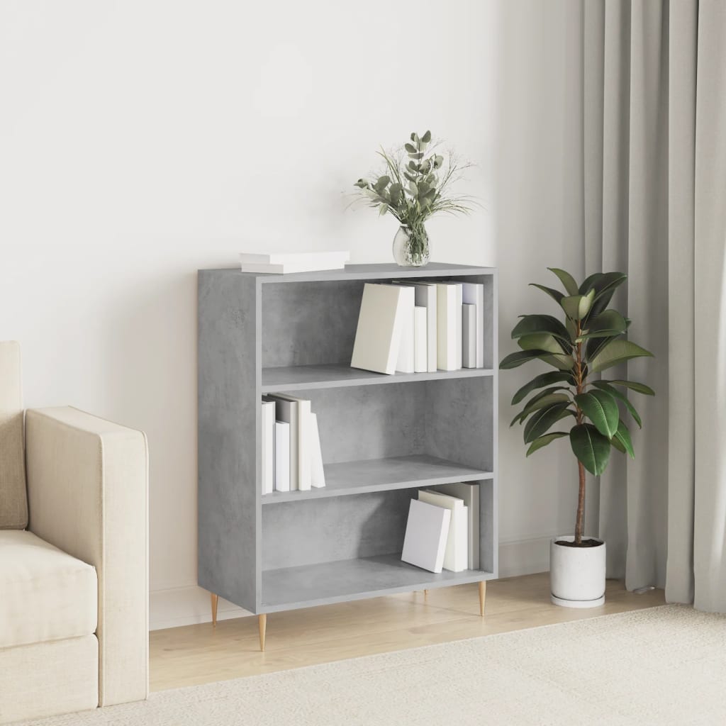 Bibliothèque gris béton 69,5x32,5x90 cm bois d'ingénierie - XIOS