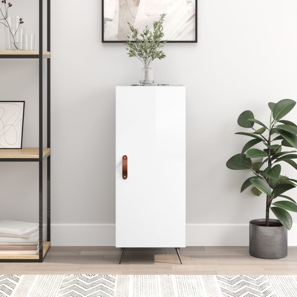 Buffet Blanc brillant 34,5x34x90 cm Bois d'ingénierie - XIOS