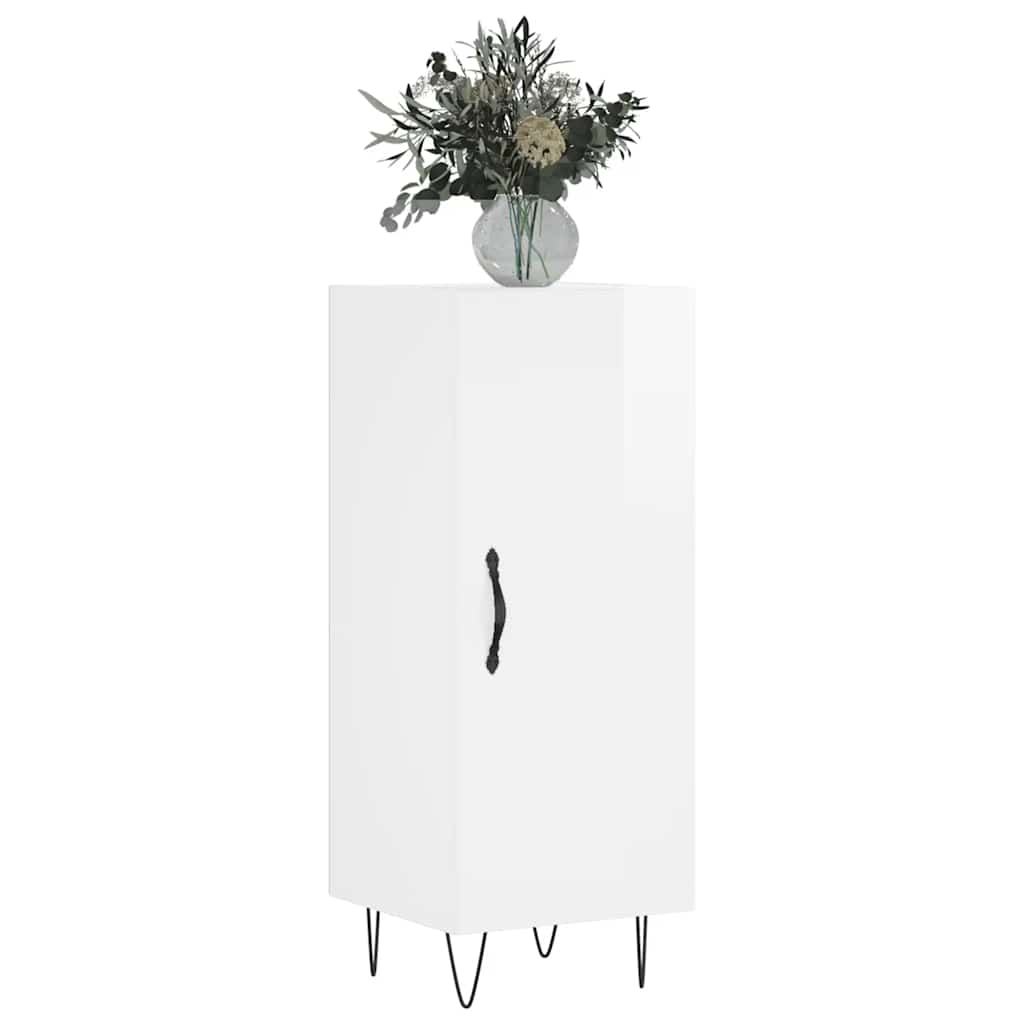 Buffet Blanc brillant 34,5x34x90 cm Bois d'ingénierie - XIOS