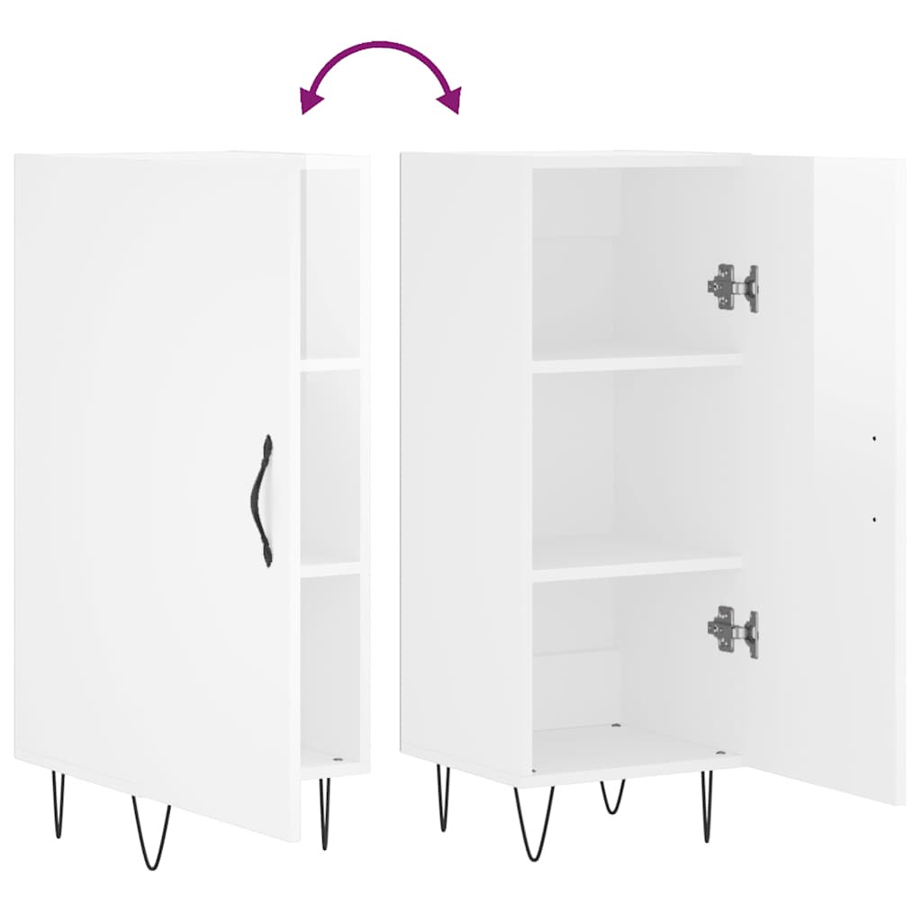 Buffet Blanc brillant 34,5x34x90 cm Bois d'ingénierie - XIOS