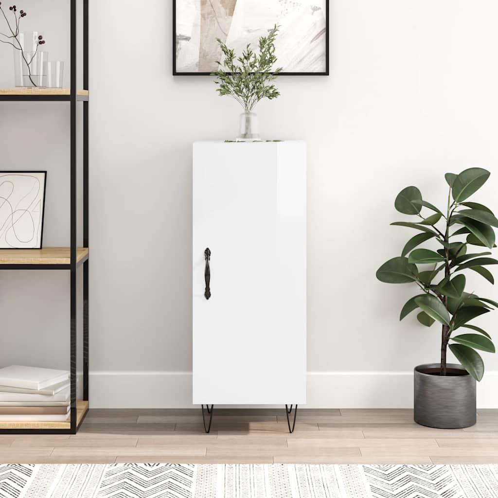 Buffet Blanc brillant 34,5x34x90 cm Bois d'ingénierie - XIOS