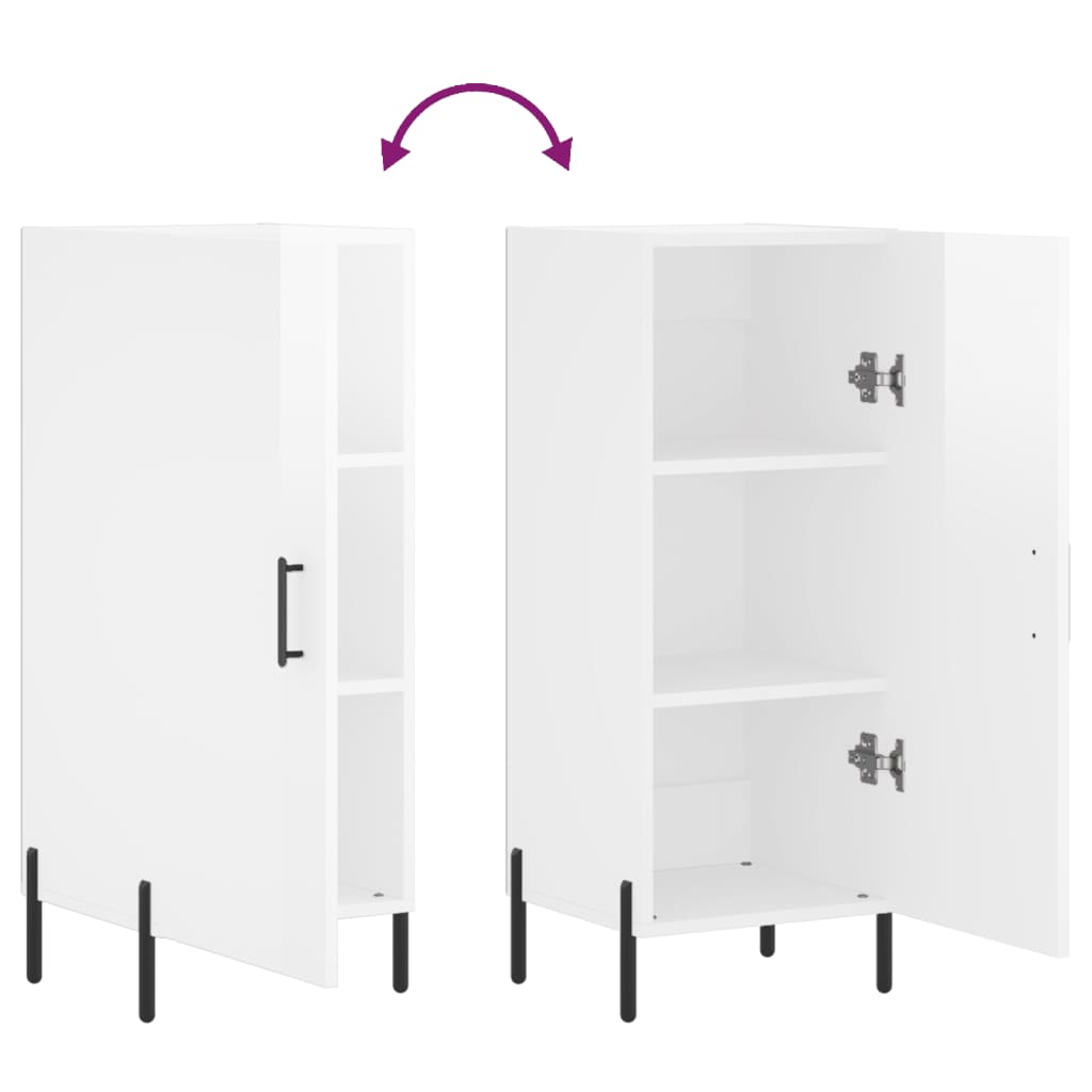 Buffet Blanc brillant 34,5x34x90 cm Bois d'ingénierie - XIOS