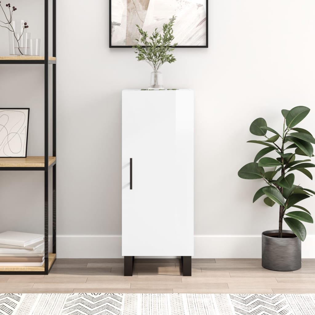 Buffet Blanc brillant 34,5x34x90 cm Bois d'ingénierie - XIOS