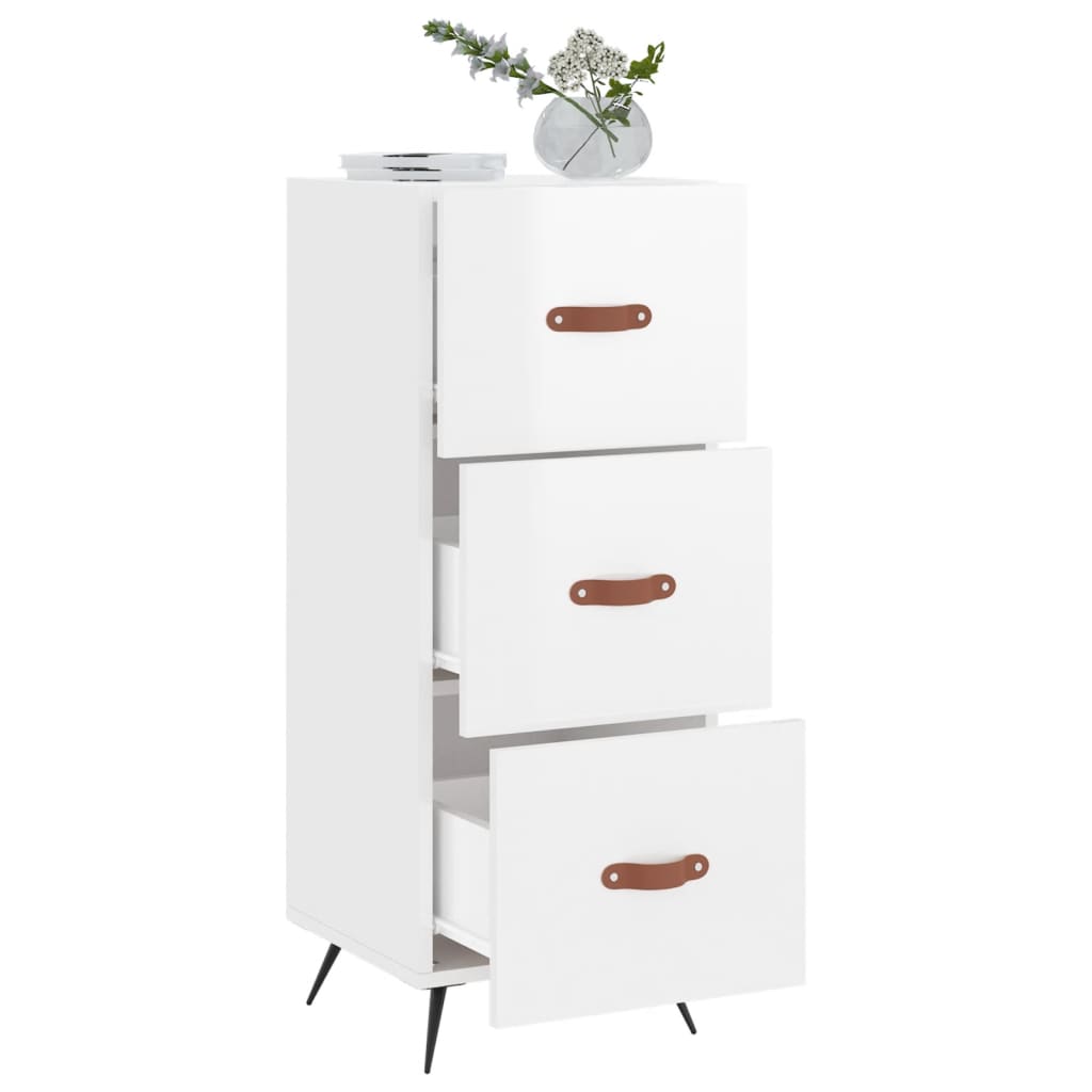 Buffet Blanc brillant 34,5x34x90 cm Bois d'ingénierie - XIOS