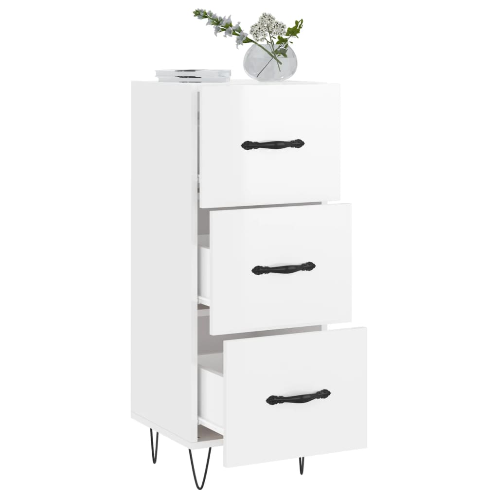 Buffet Blanc brillant 34,5x34x90 cm Bois d'ingénierie - XIOS