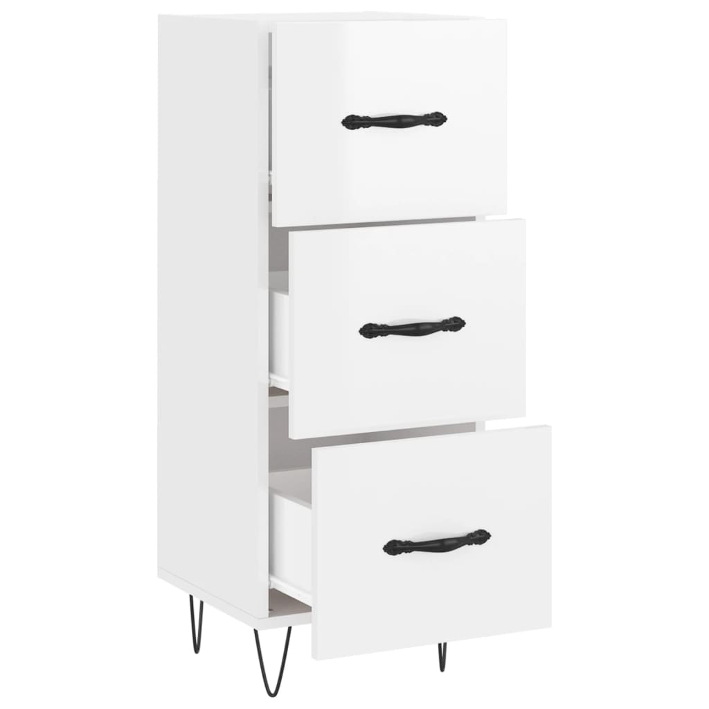 Buffet Blanc brillant 34,5x34x90 cm Bois d'ingénierie - XIOS