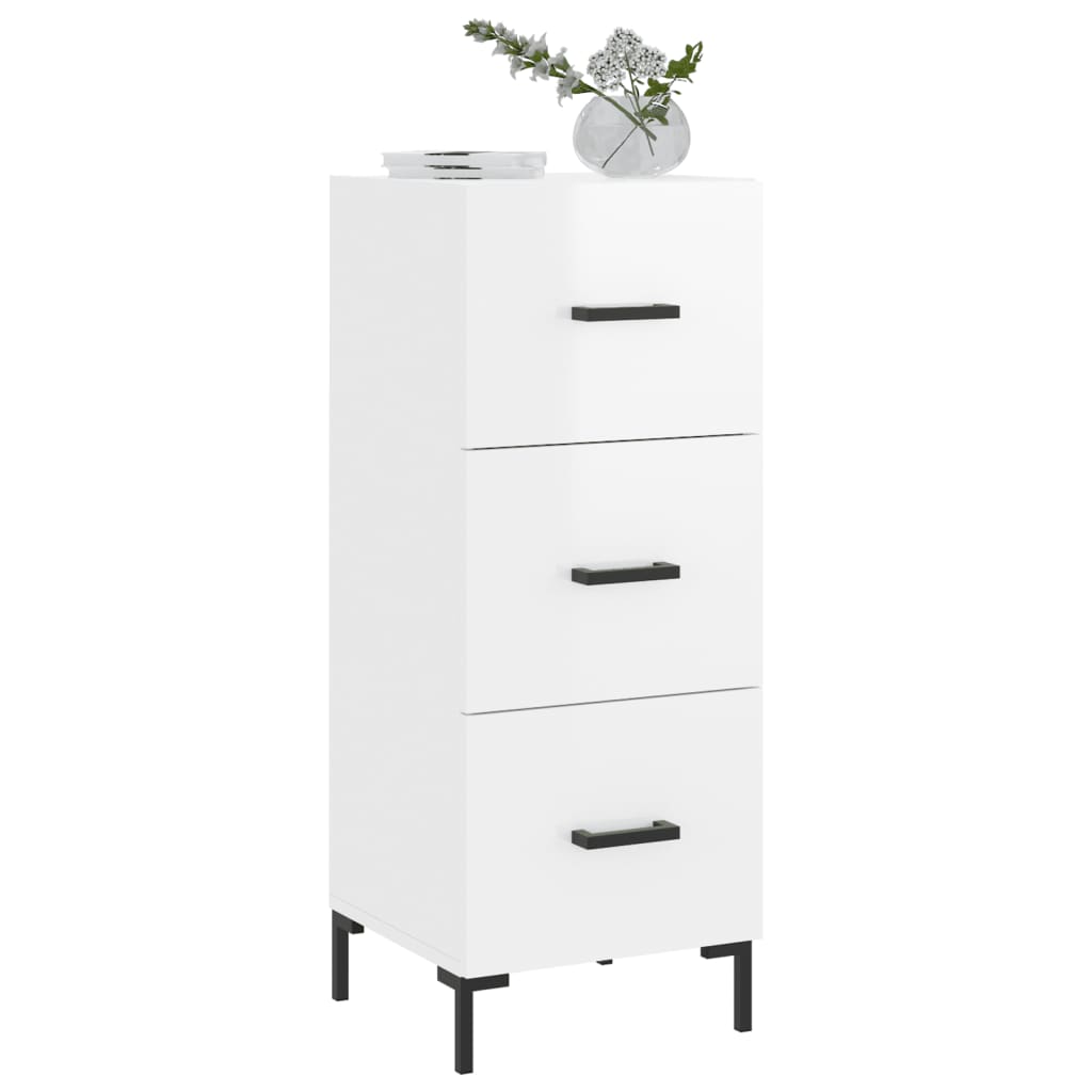 Buffet Blanc brillant 34,5x34x90 cm Bois d'ingénierie - XIOS