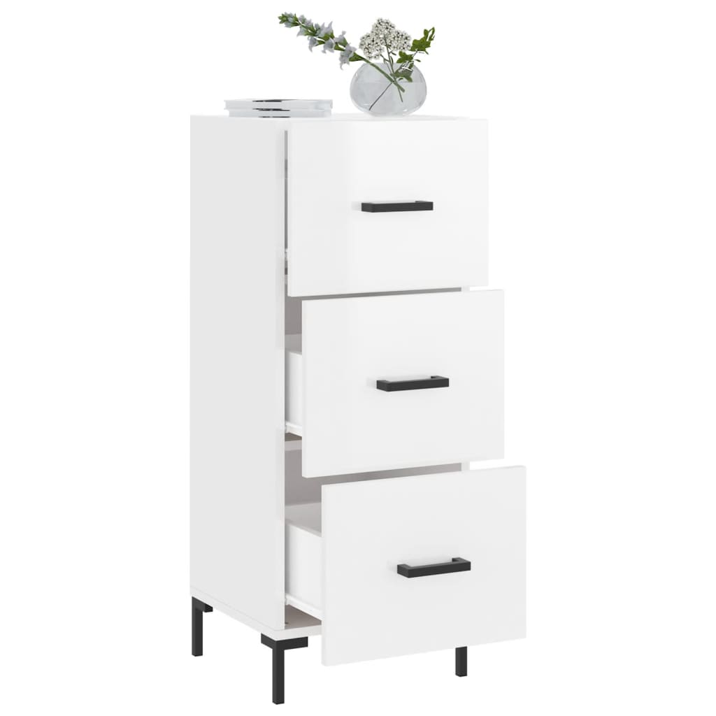 Buffet Blanc brillant 34,5x34x90 cm Bois d'ingénierie - XIOS