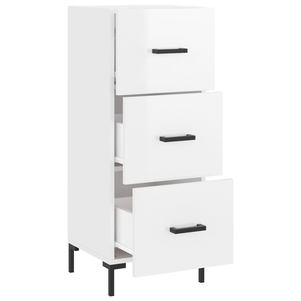Buffet Blanc brillant 34,5x34x90 cm Bois d'ingénierie - XIOS