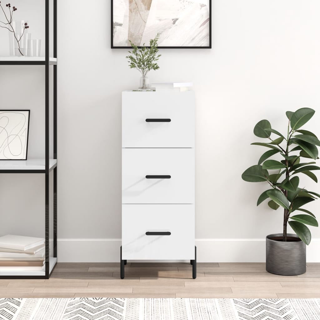 Buffet Blanc brillant 34,5x34x90 cm Bois d'ingénierie - XIOS