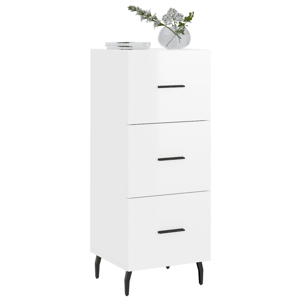 Buffet Blanc brillant 34,5x34x90 cm Bois d'ingénierie - XIOS