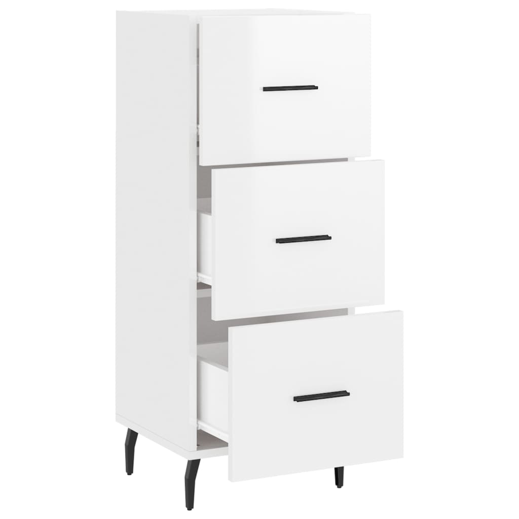 Buffet Blanc brillant 34,5x34x90 cm Bois d'ingénierie - XIOS