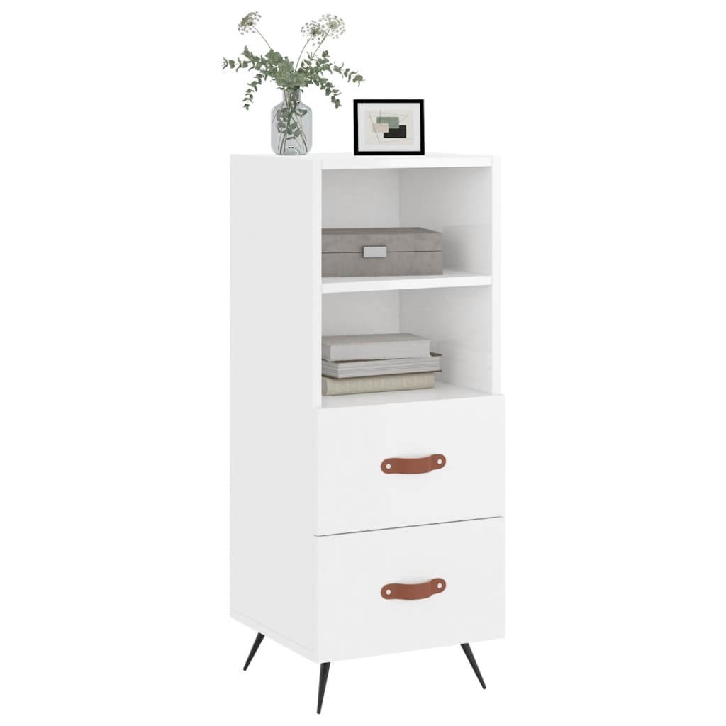 Buffet Blanc brillant 34,5x34x90 cm Bois d'ingénierie - XIOS