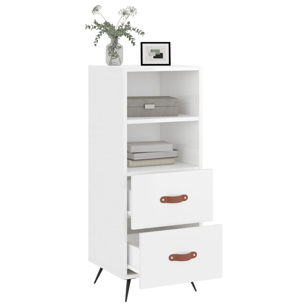 Buffet Blanc brillant 34,5x34x90 cm Bois d'ingénierie - XIOS