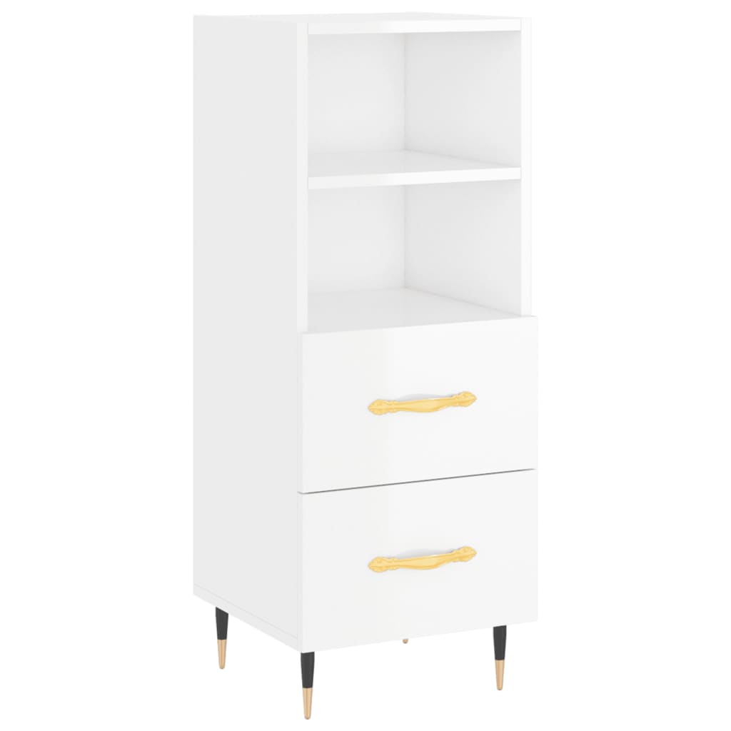 Buffet Blanc brillant 34,5x34x90 cm Bois d'ingénierie - XIOS