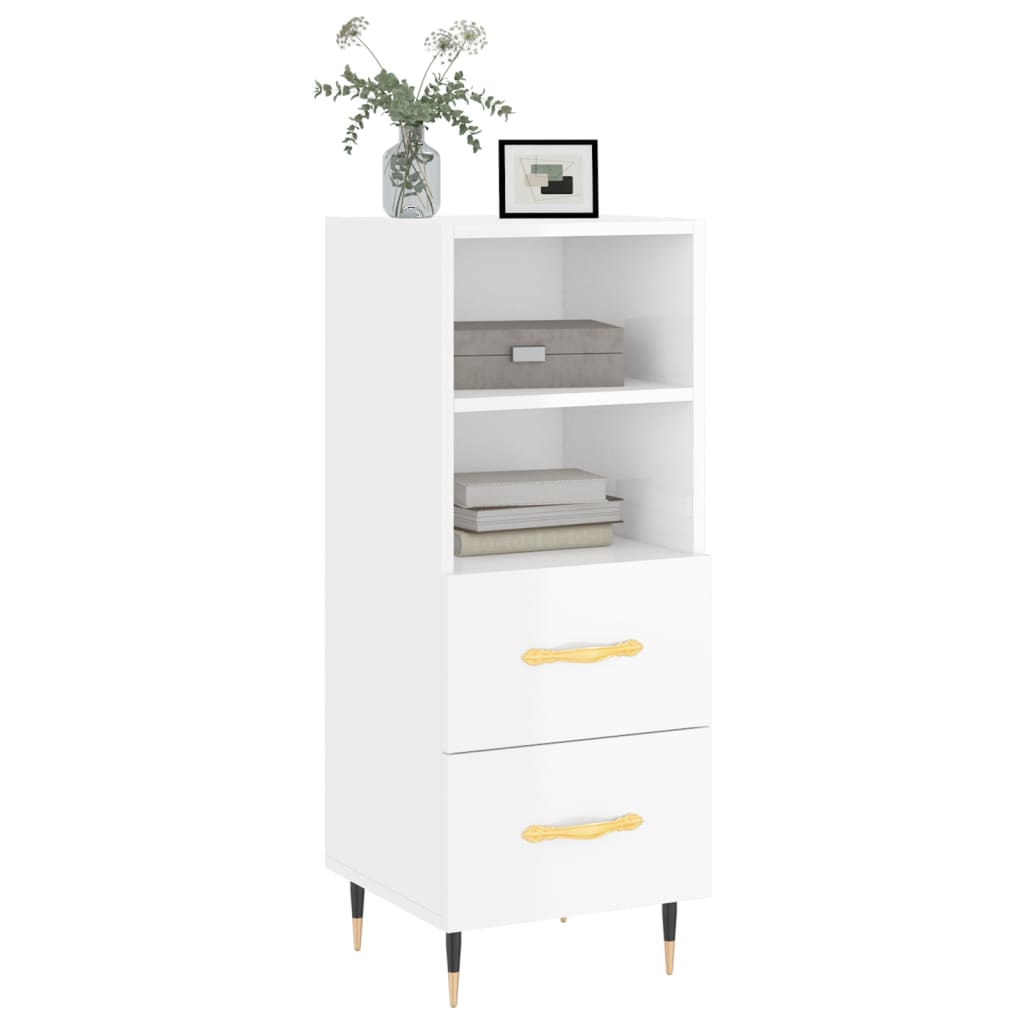 Buffet Blanc brillant 34,5x34x90 cm Bois d'ingénierie - XIOS