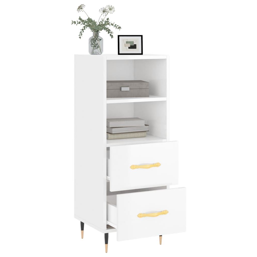 Buffet Blanc brillant 34,5x34x90 cm Bois d'ingénierie - XIOS