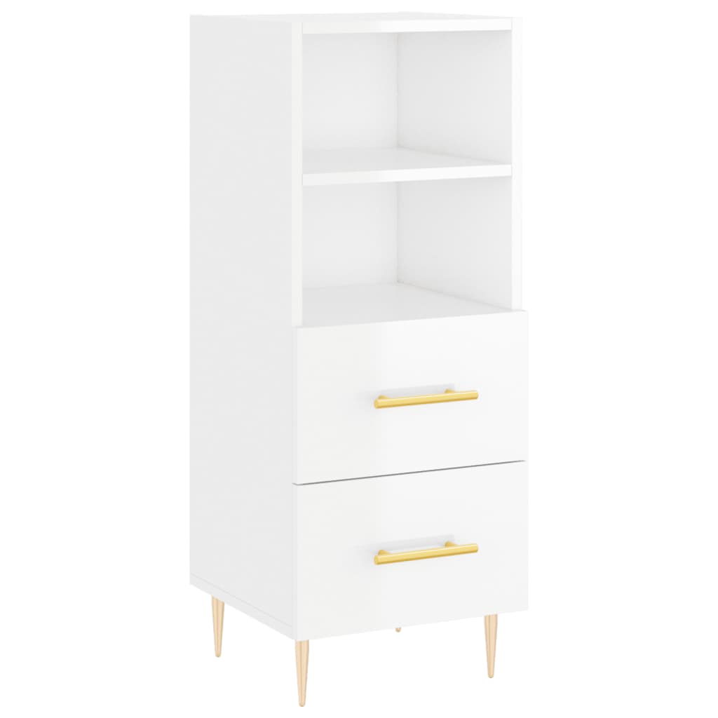 Buffet Blanc brillant 34,5x34x90 cm Bois d'ingénierie - XIOS